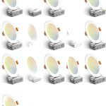 Amico 20 Pack 6 Inch 5CCT Ultra-Thin LED Recessed Ceiling Light with Junction Box, 2700K/3000K/3500K/4000K/5000K Selectable, 12W Eqv 110W, Dimmable Can-Killer Downlight, 1050LM Wafer Lighting - ETL-0