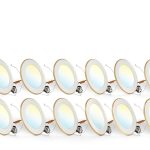 FREELICHT 12 Pack 5/6 Inch 5CCT LED Recessed Can Light with Night Light, 2700K/3000K/4000K/5000K/6000K Selectable Flat Recessed Lighting, 10W=110W, 1000LM, Dimmable Retrofit - ETL & FCC-0